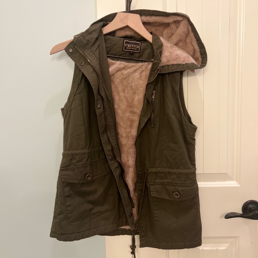 Hunter Green Sherpa Lined Vest